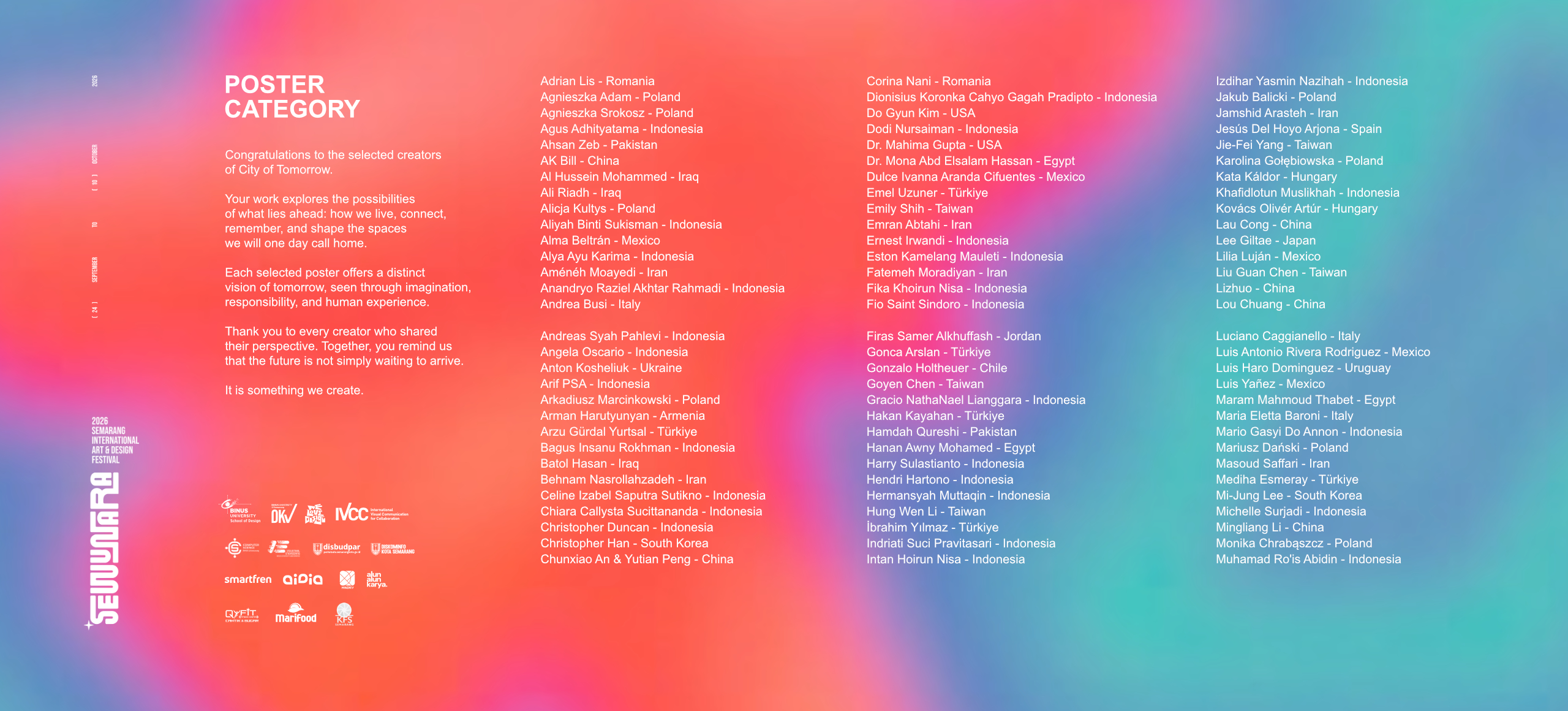 SEWUNARA 2026 Poster Category selected creators list